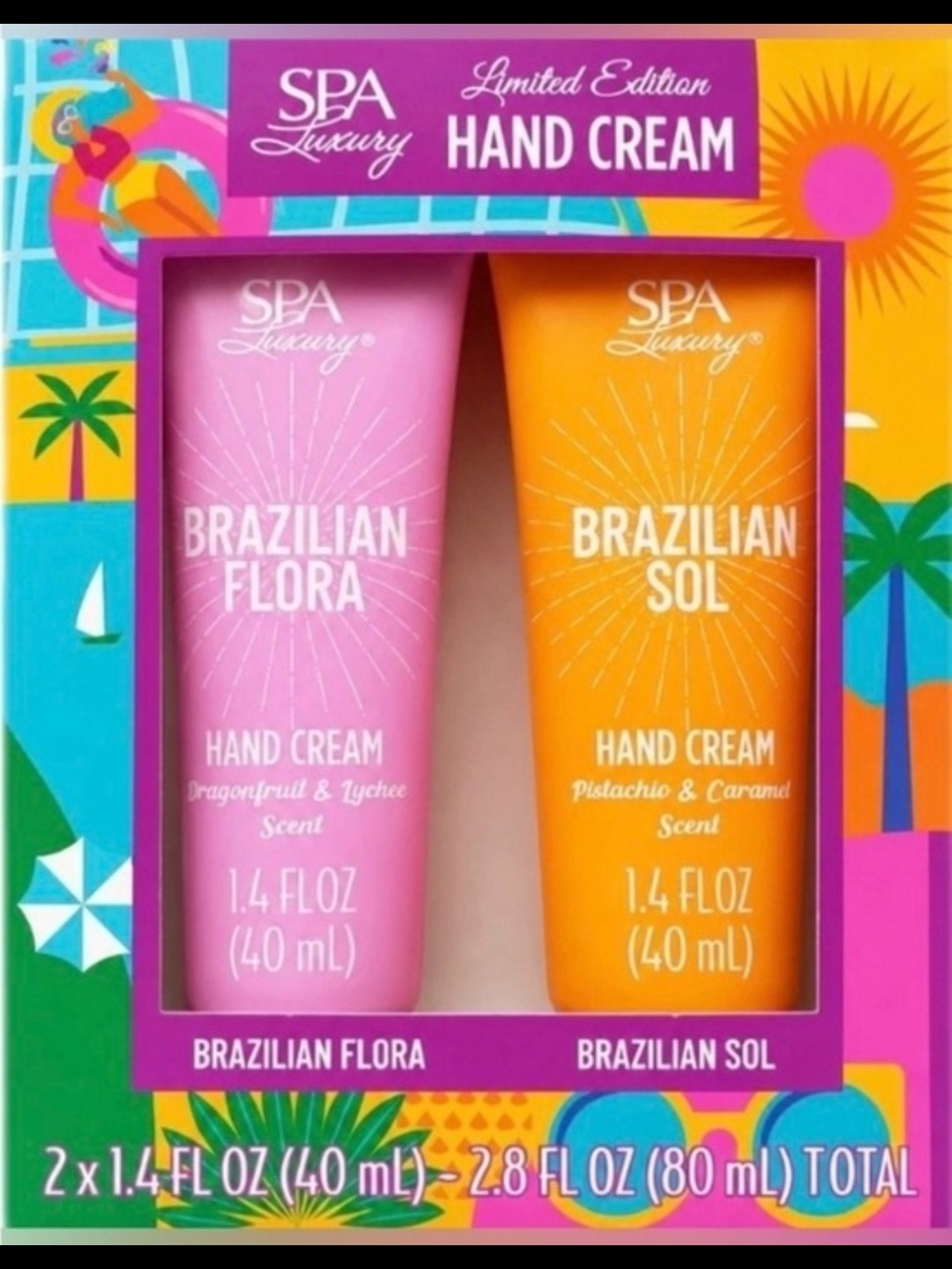 Spa Luxury Brazilian Flora & Brazilian Sol Hand Cream Duo - Pink & Orange